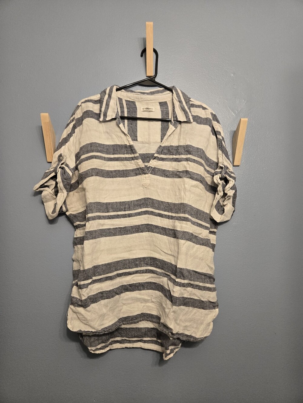 Artisan Ny Striped Linen Women's Shirt - Blue & Cream